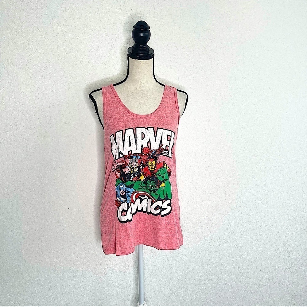 MARVEL COMICS Pink Sleeveless Halter Back Tank Top Juniors Size Large